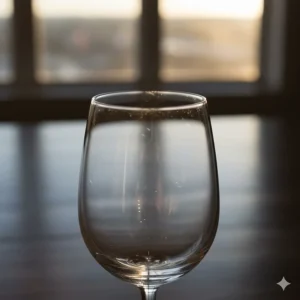 Macro shot showing the laser-cut thin rim of a premium crystal red wine glass.