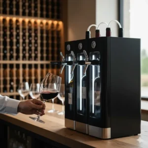A specialized wine preservation device used to serve red wine by the glass while keeping the bottle fresh.