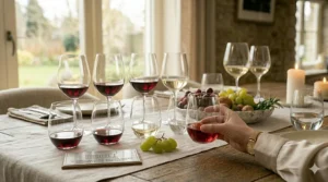 Wide-base Riedel crystal stemless wine glass designed for Pinot Noir and light-bodied red wines.