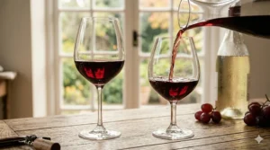 A side-by-side comparison of a traditional long stem glass and a stable short stem wine glass.