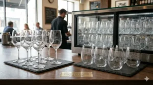 Side-by-side comparison of traditional wine glasses versus stemless wine glasses for large events.