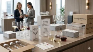 A collection of various styles of disposable wine glasses available in bulk, including stemmed and stemless options.