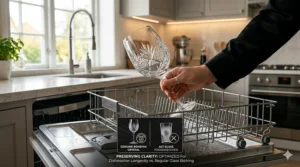 A macro photo of the "Made in Czech Republic" authenticity seal and logo found on genuine Bohemia crystal wine glasses.