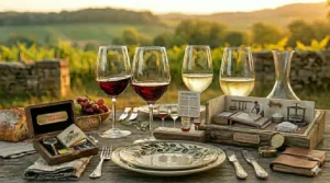 Stemmed tritan wine glasses filled with crisp sauvignon blanc wine at a dinner party.
