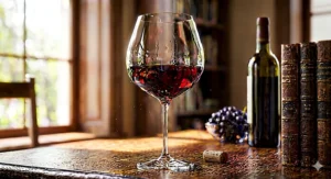 Color illustration of a balloon-shaped oversized red wine glass perfect for delicate Pinot Noir varieties.