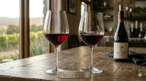 Side-by-side illustration highlighting the clarity and thickness differences between high-end crystal and standard glass red wine stemware.