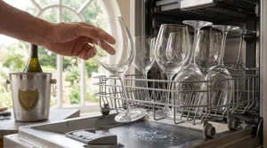 A set of elegant yet affordable champagne glasses filled with sparkling wine, ideal for large gatherings and budget-conscious buyers.
