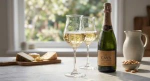 Hand-blown premium Cava glass highlighting fine workmanship and thin rim clarity.