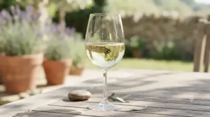 Shatterproof pinot grigio glasses set on a patio table for outdoor wine enjoyment.