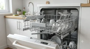 Dishwasher-safe all-purpose wine glasses loaded easily into a compact apartment dishwasher.