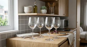 Durable, shatter-resistant all-purpose wine glass set suitable for daily use and small space storage.
