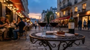 Minimalist wine glasses for small apartments being used during a sunset on a small apartment balcony