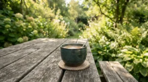 Demonstrating the tipping stability of modern stemless wine glasses for everyday use on a busy patio table.