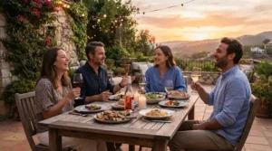 A mid-range traditional wine stemware set showcased during a casual weekend dinner party.
